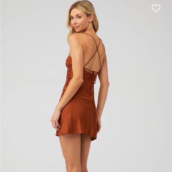 Line & Dot Bronze silky mini dress size Medium - Picture 3 of 3